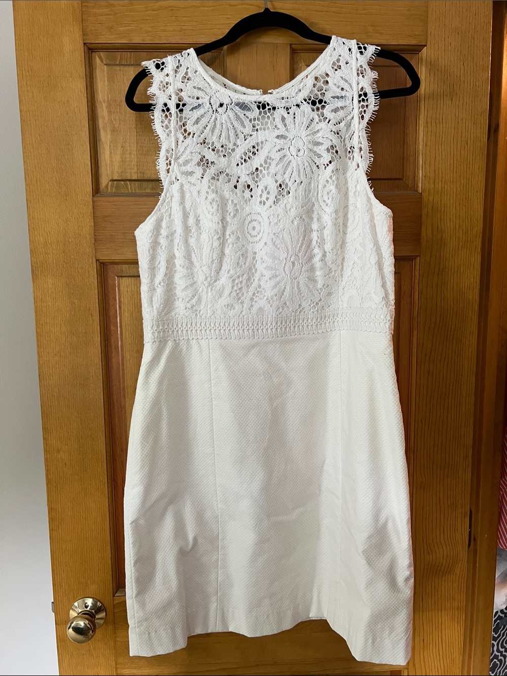 Lilly Pulitzer White Lace Bodice Sleeveless Shift Dress